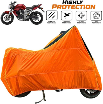 ZAQE Waterproof Two Wheeler Cover for Yamaha(FZ16, Black, Orange)