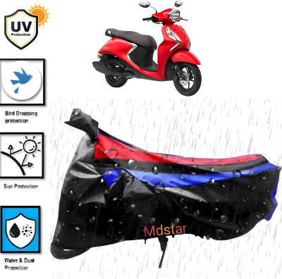 Mdstar Waterproof Two Wheeler Cover for Yamaha(Fascino 125 BS6, Black)