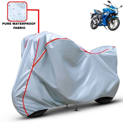 Delphinium Waterproof Two Wheeler Cover for Suzuki(Gixxer SF, Silver, Red)