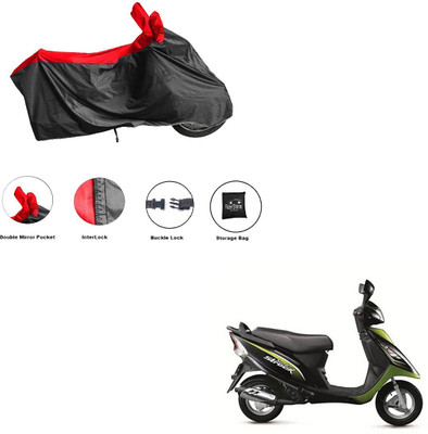 RiderShine Waterproof Two Wheeler Cover for TVS(Scooty Streak, Black, Red)