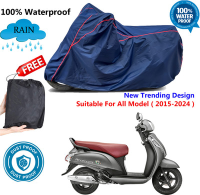 AutoGalaxy Waterproof Two Wheeler Cover for Suzuki(Access SE, Blue, Red)
