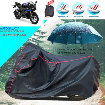 AutoGalaxy Waterproof Two Wheeler Cover for Yamaha(YZF R15 V3 Moto GP Edition, Black)