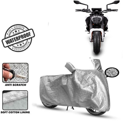 Autoinnovation Waterproof Two Wheeler Cover for KTM(390 Duke, Silver)