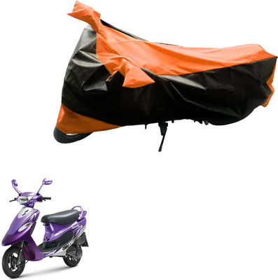 Mdstar Waterproof Two Wheeler Cover for TVS(Scooty Pep+, Black, Orange)
