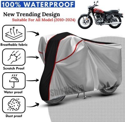 Shiv Kanha Waterproof Two Wheeler Cover for Royal Enfield(Bullet 350, Silver, Black)