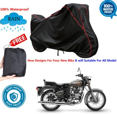 AutoGalaxy Waterproof Two Wheeler Cover for Royal Enfield(Bullet 500, Black)