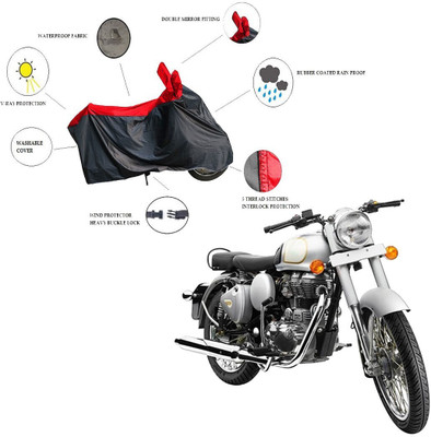 RiderShine Two Wheeler Cover for Royal Enfield(Classic 350, Black, Red)