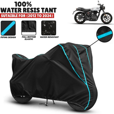 Mwiss Waterproof Two Wheeler Cover for Royal Enfield(Hunter 350, Black, Blue)