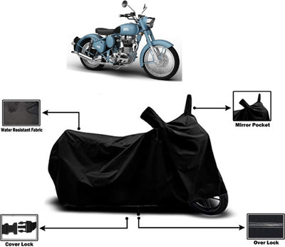 Amexride Two Wheeler Cover for Royal Enfield(Classic Squadron BS6, Black)