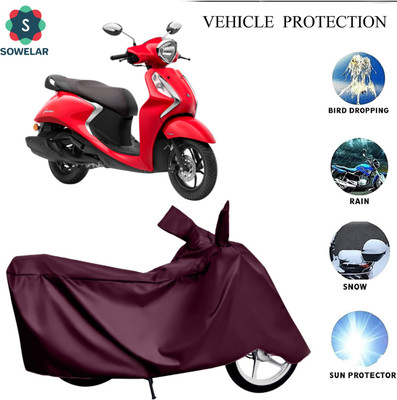 sowelar Waterproof Two Wheeler Cover for Yamaha(Fascino, Maroon)