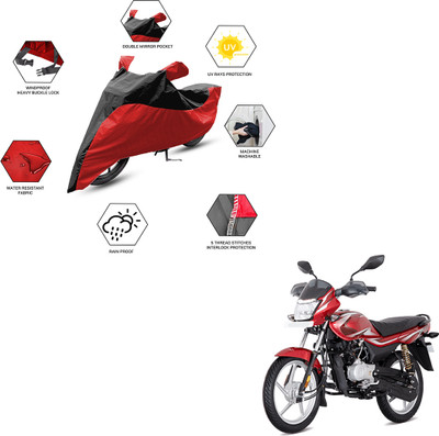 FurniGully Two Wheeler Cover for Bajaj(Platina 100 BS6, Black, Red)