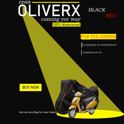 OliverX Waterproof Two Wheeler Cover for TVS(Jupiter, Black)