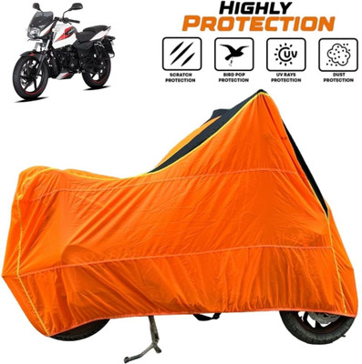 ZAQE Waterproof Two Wheeler Cover for Bajaj(Pulsar 150, Black, Orange)