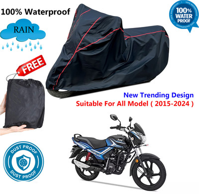 AutoGalaxy Waterproof Two Wheeler Cover for TVS(Star City Plus BS6, Black, Red)