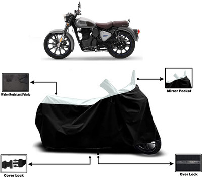 Amexride Two Wheeler Cover for Royal Enfield(Classic Gunmetal, White)