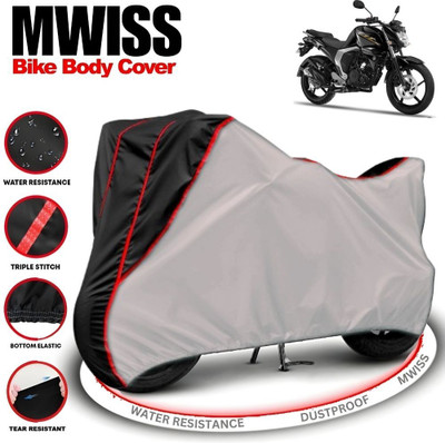 Mwiss Waterproof Two Wheeler Cover for Yamaha(FZ FI, Silver, Black)