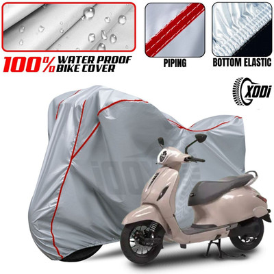 xodi Waterproof Two Wheeler Cover for Bajaj(Chetak, Silver, Red)