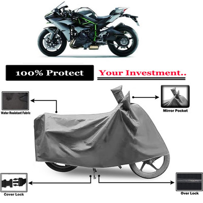 Amexride Two Wheeler Cover for Kawasaki(Ninja H2R, Grey)