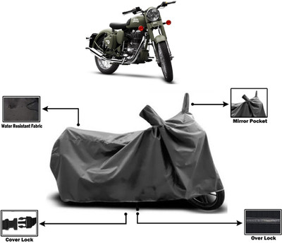 Amexride Two Wheeler Cover for Royal Enfield(Battle, Grey)