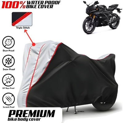 Mwiss Waterproof Two Wheeler Cover for Yamaha(R15 V3, Black, Silver)