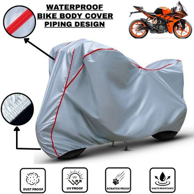 LE PRA Waterproof Two Wheeler Cover for KTM(RC 200, Silver, Red)
