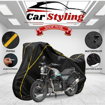 Car Styling Waterproof Two Wheeler Cover for Royal Enfield(Scrambler, Black, Yellow)