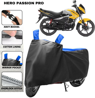 DeepShakshi AUTOMOTIVE Waterproof Two Wheeler Cover for Hero(Passion Pro, Blue, Black)