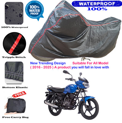 AutoGalaxy Waterproof Two Wheeler Cover for Bajaj(Discover 100 DTS-i, Black, Red)