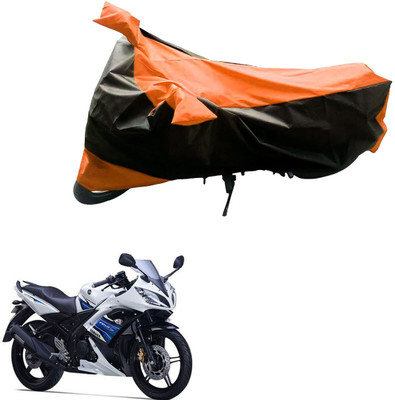 Mdstar Waterproof Two Wheeler Cover for Yamaha(YZF R15 S, Black, Orange)