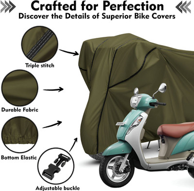 Shiv Kanha Waterproof Two Wheeler Cover for Suzuki(Access 125, Green, Black)