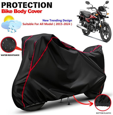 CABRY Waterproof Two Wheeler Cover for Honda(CB Shine, Black, Red)