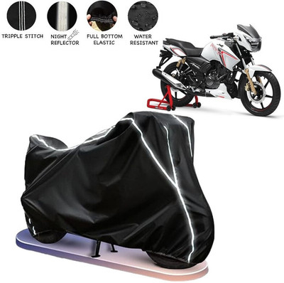 BOTAUTO Two Wheeler Cover for TVS(Apache RTR 180, Black, White)