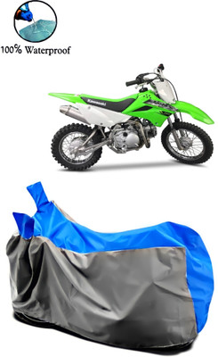 rakku Waterproof Two Wheeler Cover for Kawasaki(KLX 110, Grey, Blue)
