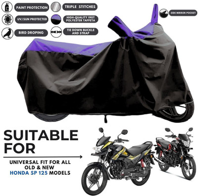 MADAFIYA Two Wheeler Cover for Honda(SP 125, Black, Purple)