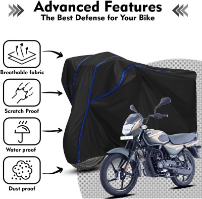 Shiv Kanha Waterproof Two Wheeler Cover for Bajaj(CT 100, Black, Blue)