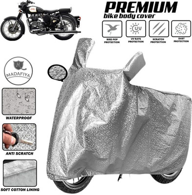 MADAFIYA Two Wheeler Cover for Royal Enfield(Classic 350 Signals, Silver)