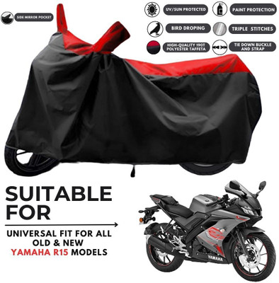 ZAQE Two Wheeler Cover for Yamaha(R15 V3, Black, Red)