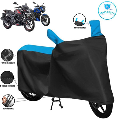 MADAFIYA Waterproof Two Wheeler Cover for Bajaj(Pulsar, Black, Blue)