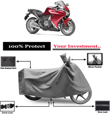 Amexride Two Wheeler Cover for Honda(VFR 1200F, Grey)