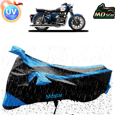 Mdstar Waterproof Two Wheeler Cover for Royal Enfield(Bullet 350, Blue, Black)