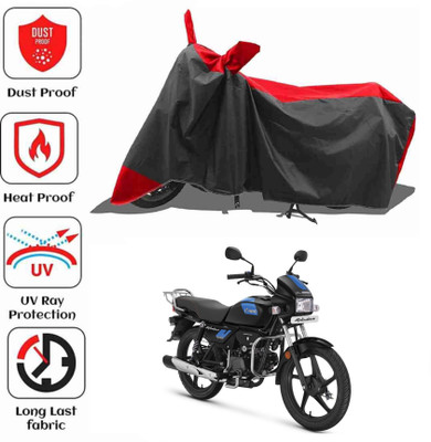 AIKOZIYA Waterproof Two Wheeler Cover for Hero(Splendor Plus, Black, Red)
