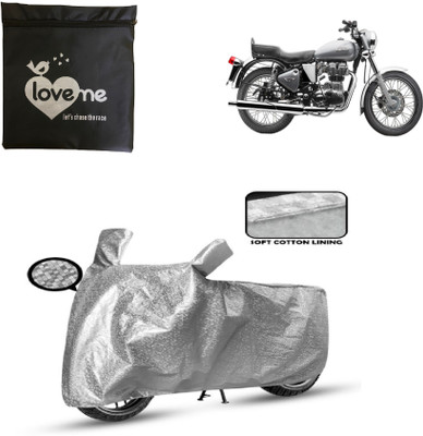 Love Me Two Wheeler Cover for Royal Enfield(Bullet Electra Twinspark, Silver)