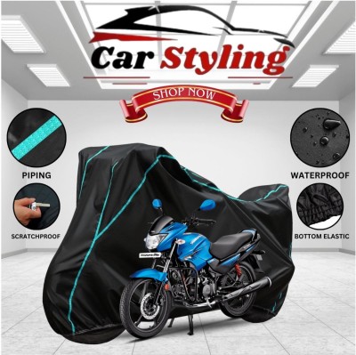 Car Styling Waterproof Two Wheeler Cover for Hero(Glamour, Black, Blue)