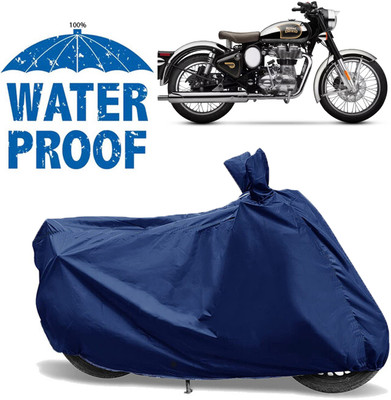 AutoGalaxy Waterproof Two Wheeler Cover for Royal Enfield(Classic Chrome, Blue)