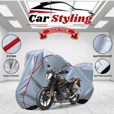 OliverX Waterproof Two Wheeler Cover for KTM(390 Adventure, Silver, Red)