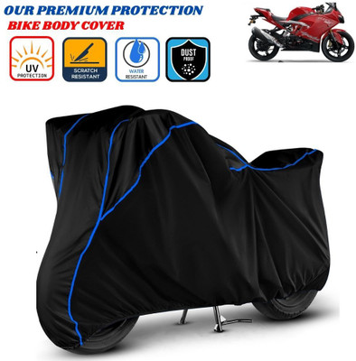 Delphinium Waterproof Two Wheeler Cover for TVS(Apache RR 310, Black, Blue)