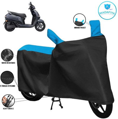 MADAFIYA Waterproof Two Wheeler Cover for TVS(iQube Electric, Black, Blue)