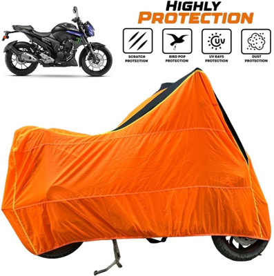 ZAQE Waterproof Two Wheeler Cover for Yamaha(FZ 25 BS6, Black, Orange)