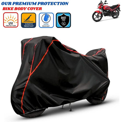 Delphinium Waterproof Two Wheeler Cover for Hero(Passion Plus, Black, Red)
