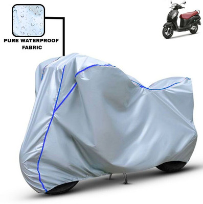 Delphinium Waterproof Two Wheeler Cover for Suzuki(New Access 125, Silver, Blue)